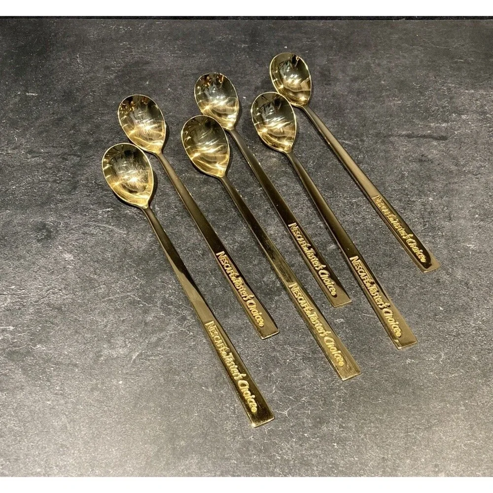 6 Nescafe Taster's Choice 24K Gold Plated Measuring Stir Spoon 9